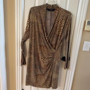 Animal Print Long Sleeve Dress Size XXL